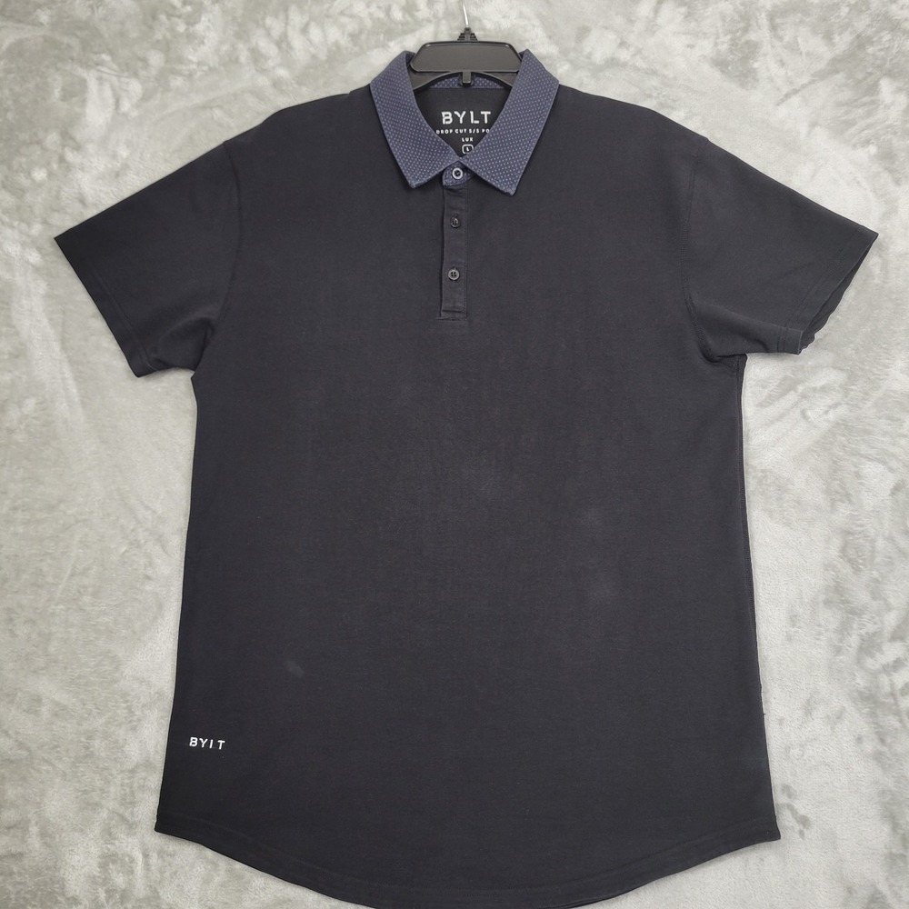 BYLT Polo Shirt Men's Large Black Drop Cut Lux‎ Premium Basics Short Sleeve